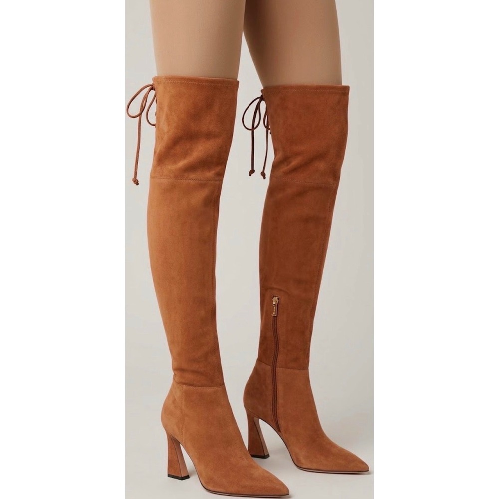 Vince Camuto Taplana Cognac Suede Over The Knee Boots Pointed Toe Brown 6.5M